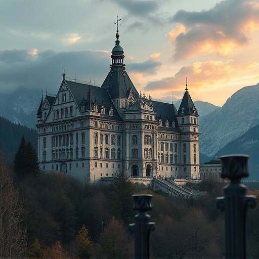 Ein prachtvolles Schloss in der österreichischen Landschaft, geeignet für historische Filmproduktionen.