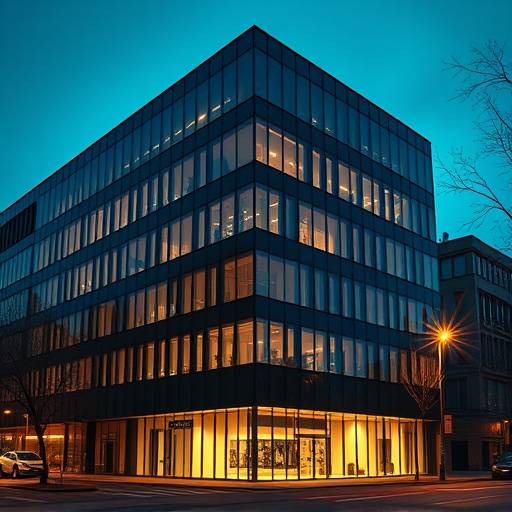 Moderne Architektur eines Bürogebäudes in Wien, ideal für zeitgenössische Filmprojekte.